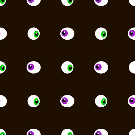 Halloween seamless pattern with eyes on black background. Flat vector illustration. Use for wallpaper, notepad, background, paper, surface texturesのイラスト素材
