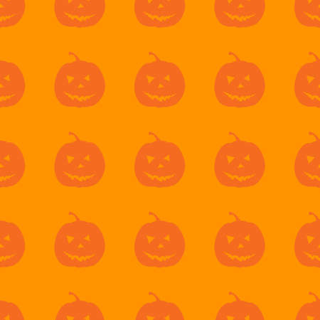 Flat vector illustration. Halloween seamless pattern with silhouette pumpkin on orange background. Use for wallpaper, notepad, background, paper, surface texturesのイラスト素材