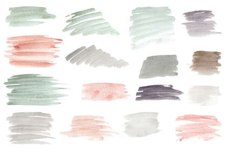 Vintage watercolor brush strokes. Set of hand-drawn elements for design. Use for logo or web designの写真素材
