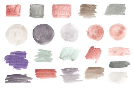 Vintage watercolor brush strokes. Set of hand-drawn elements for design. Circles, squares, strokes use for logo or web designの写真素材