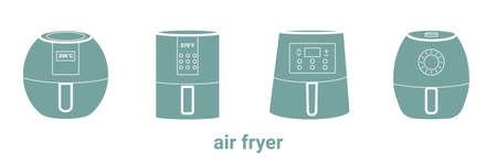 Air fryer flat icon. Multicolor cooking fry appliance icon outline. Vector illustration isolated on white backgroundのイラスト素材