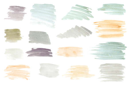 Vintage watercolor brush strokes. Set of hand-drawn elements for design. Use for logo or web designの写真素材