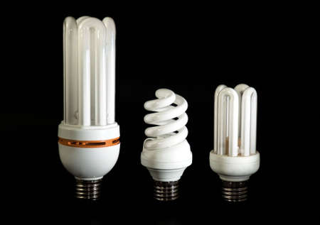 Compact fluorescents light bulbs isolated on black background 