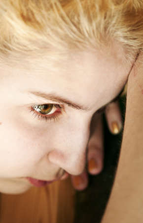  portrait young girl closeup, selective focusの写真素材