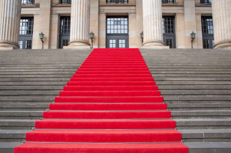 Red carpet on a steps principal staircase.の写真素材