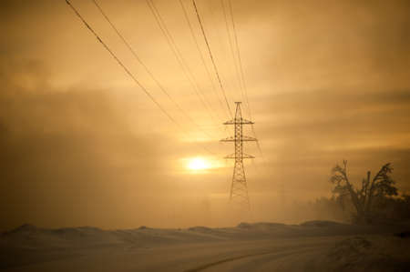 Hight voltage power transmission tower. Power supply and energetics concept. Toned.の写真素材
