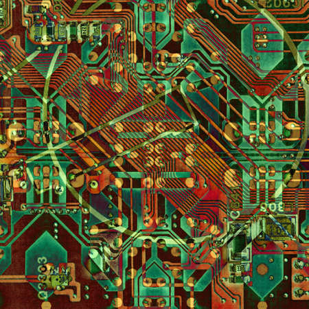 Abstract pattern with circuit board electronic elements.
