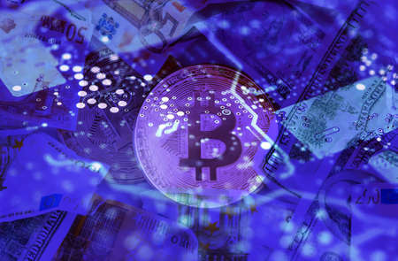 Economy trends virtual digital currency abstract background.の写真素材