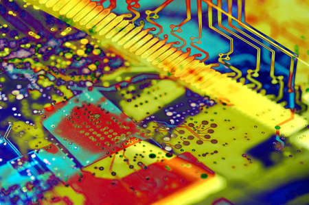 Abstract pattern with circuit board electronic elements.