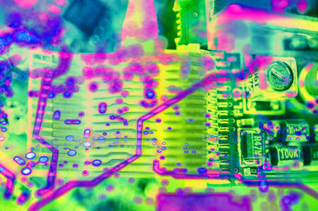 Abstract pattern with circuit board electronic elements.の写真素材