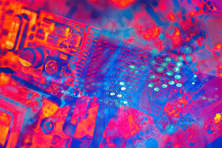 Abstract pattern with circuit board electronic elements.の写真素材