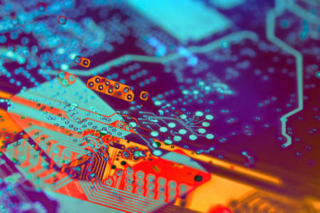 Abstract pattern with circuit board electronic elements.の写真素材