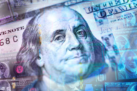 Dollars bills background. Close up cash money.の写真素材