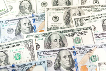 Dollars bills background. Close up cash money.の写真素材