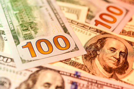 Dollars bills background. Close up cash money.の写真素材