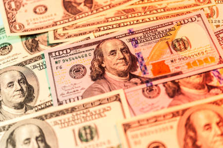 Dollars bills background. Close up cash money.の写真素材