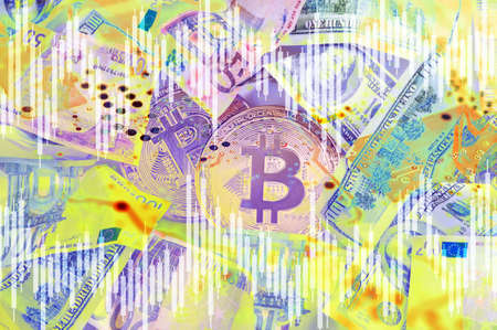 Economy trends virtual digital currency abstract background.の写真素材