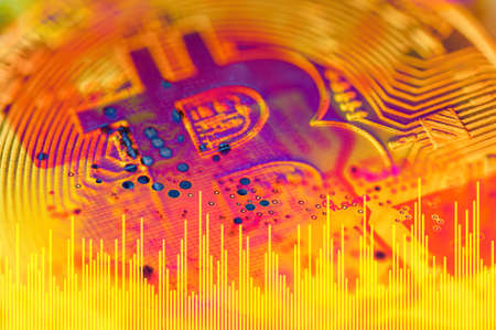 Economy trends virtual digital currency abstract background.の写真素材