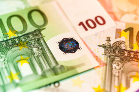 Euro bills background. Close up cash money.の写真素材
