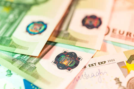 Euro bills background. Close up cash money.の写真素材