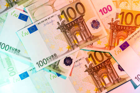 Euro bills background. Close up cash money.の写真素材