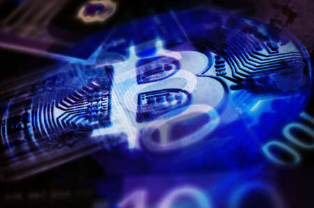 Economy trends virtual digital currency abstract background.の写真素材