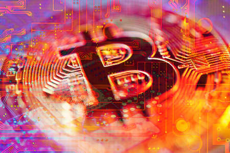 Economy trends virtual digital currency abstract background.の写真素材