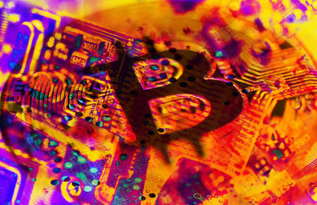 Economy trends virtual digital currency abstract background.の写真素材