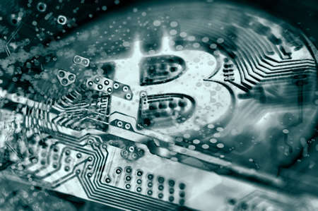 Economy trends virtual digital currency abstract background.の写真素材