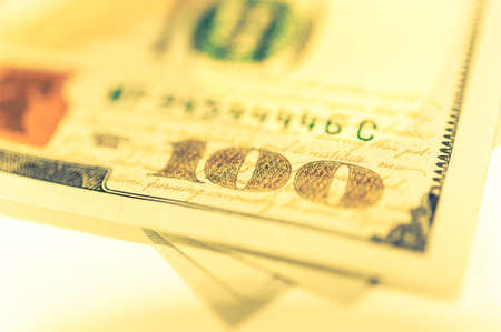 Close-up view of cash money american dollars. Finance and business concept.Shallow depth of field.の写真素材