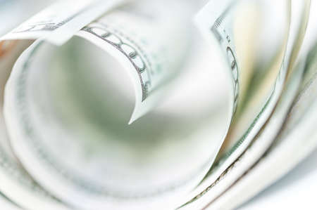 Close-up view of cash money american dollars. Finance and business concept.Shallow depth of field.の写真素材