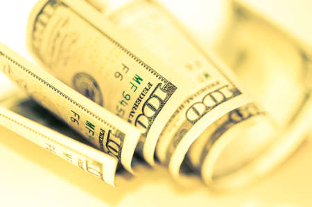 Close-up view of cash money american dollars. Finance and business concept.Shallow depth of field.の写真素材