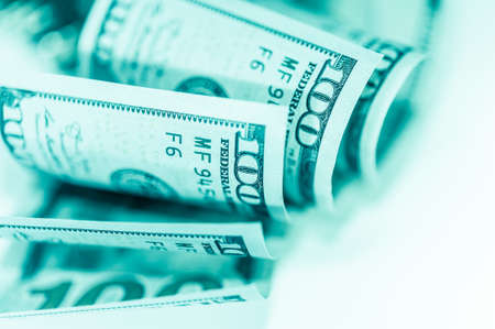 Close-up view of cash money american dollars. Finance and business concept.Shallow depth of field.の写真素材