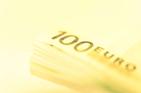 Euro cash background. Banknotes of the european union on a white background. Shallow depth of field.の写真素材