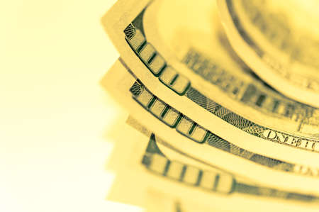 Close-up view of cash money american dollars. Finance and business concept.Shallow depth of field.の写真素材