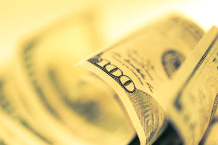 Close-up view of cash money american dollars. Finance and business concept.Shallow depth of field.の写真素材