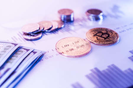 Economy trends virtual digital currency abstract background.の写真素材