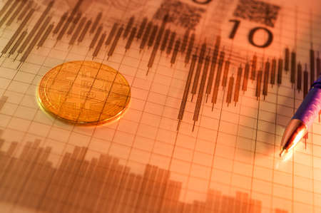 Economy trends virtual digital currency abstract background.の写真素材