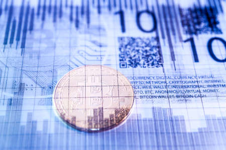 Economy trends virtual digital currency abstract background.