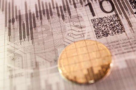 Economy trends virtual digital currency abstract background.