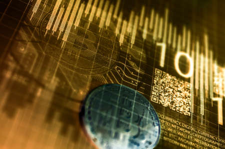 Economy trends virtual digital currency abstract background.