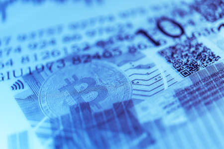 Economy trends virtual digital currency abstract background.の写真素材