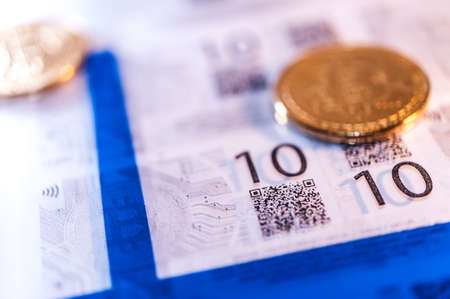 Economy trends virtual digital currency abstract background.の写真素材