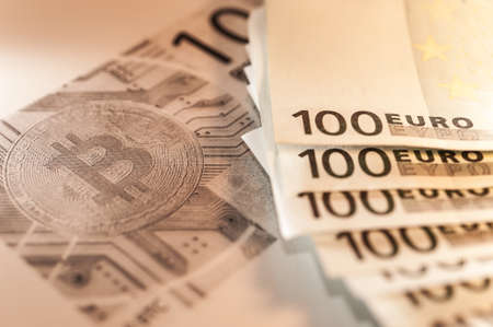 Economy trends virtual digital currency abstract background.の写真素材