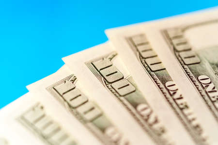 Closeup view of cash money dollars bills background. Finance and business theme.の写真素材