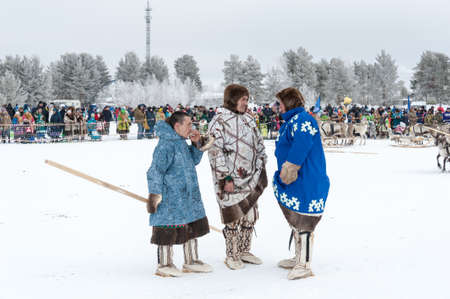 Russkinskie, Surgut, KhMAO-Ugra, Siberia, Russia, 2019.03.23. National holiday of reindeer herders, hunters, fishermen.のeditorial素材
