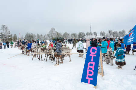 Russkinskie, Surgut, KhMAO-Ugra, Siberia, Russia, 2019.03.23. National holiday of reindeer herders, hunters, fishermen.のeditorial素材