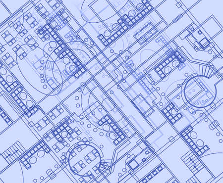 Architectural background with technical drawings. Blueprints plan texture. Drawing part of...