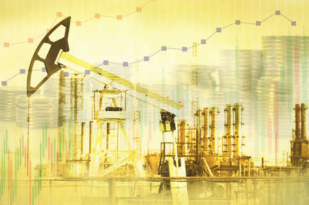 Oil and gas industry, business and financial background. Mining, oil refinery industry and stock...