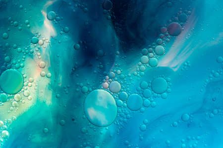 Colourful oil ink bubbles and drops. Abstract template mixed texture background. Wallpaper pattern.